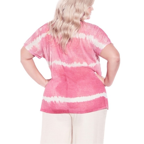 AVENUE 18W-28W Hot Pink Braylee Tie Dye Top AA05.8 - Picture 2 of 7